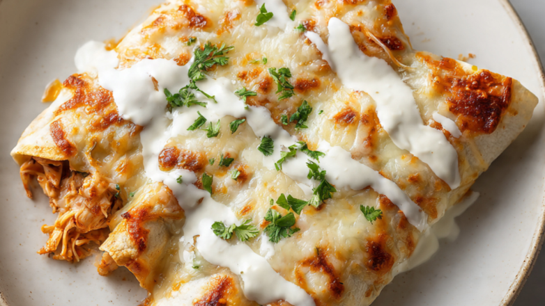 Quick and Easy Chicken Enchiladas with Creamy Sour Cream White Sauce