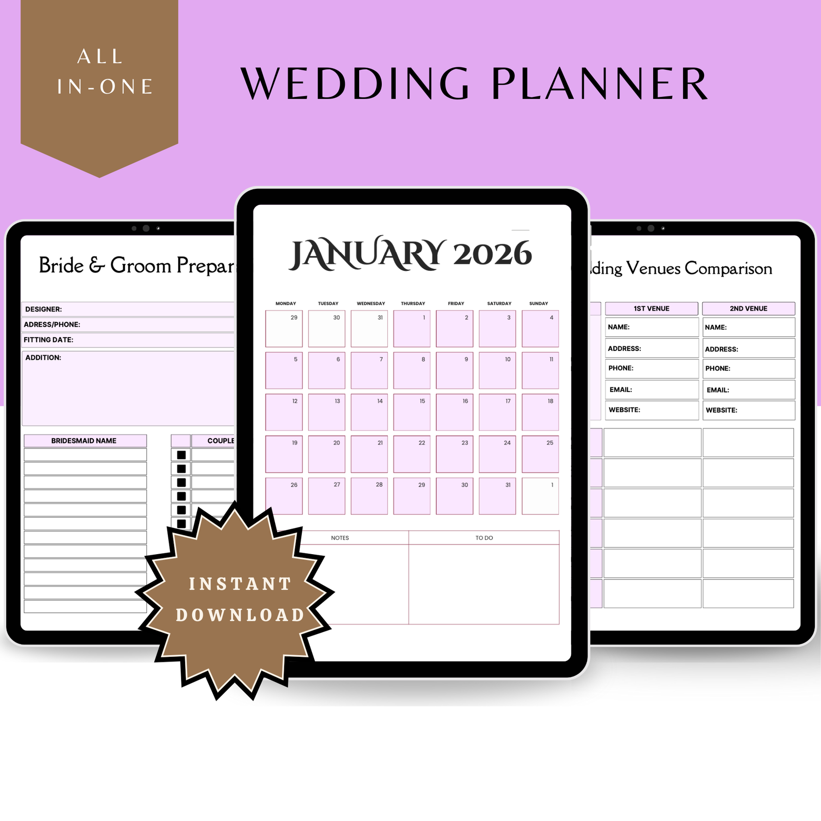 Wedding Planner 2026–2027 | The Complete Wedding Planning System (Digital) - Image 2