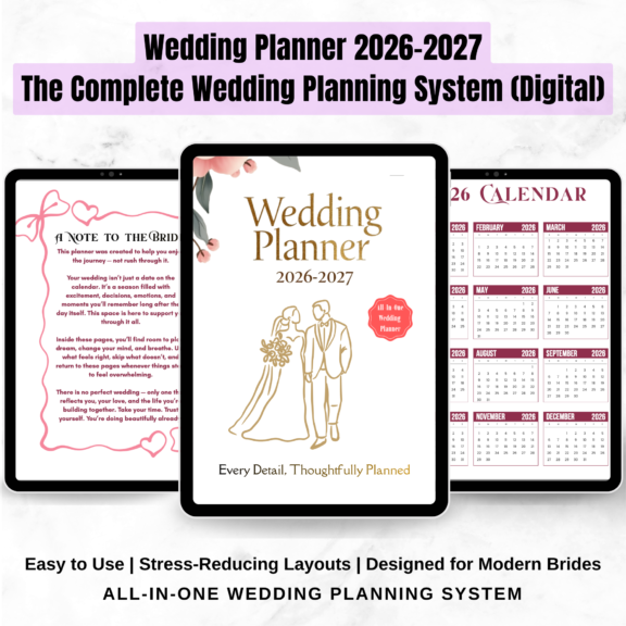 Wedding Planner 2026–2027 | The Complete Wedding Planning System (Digital)