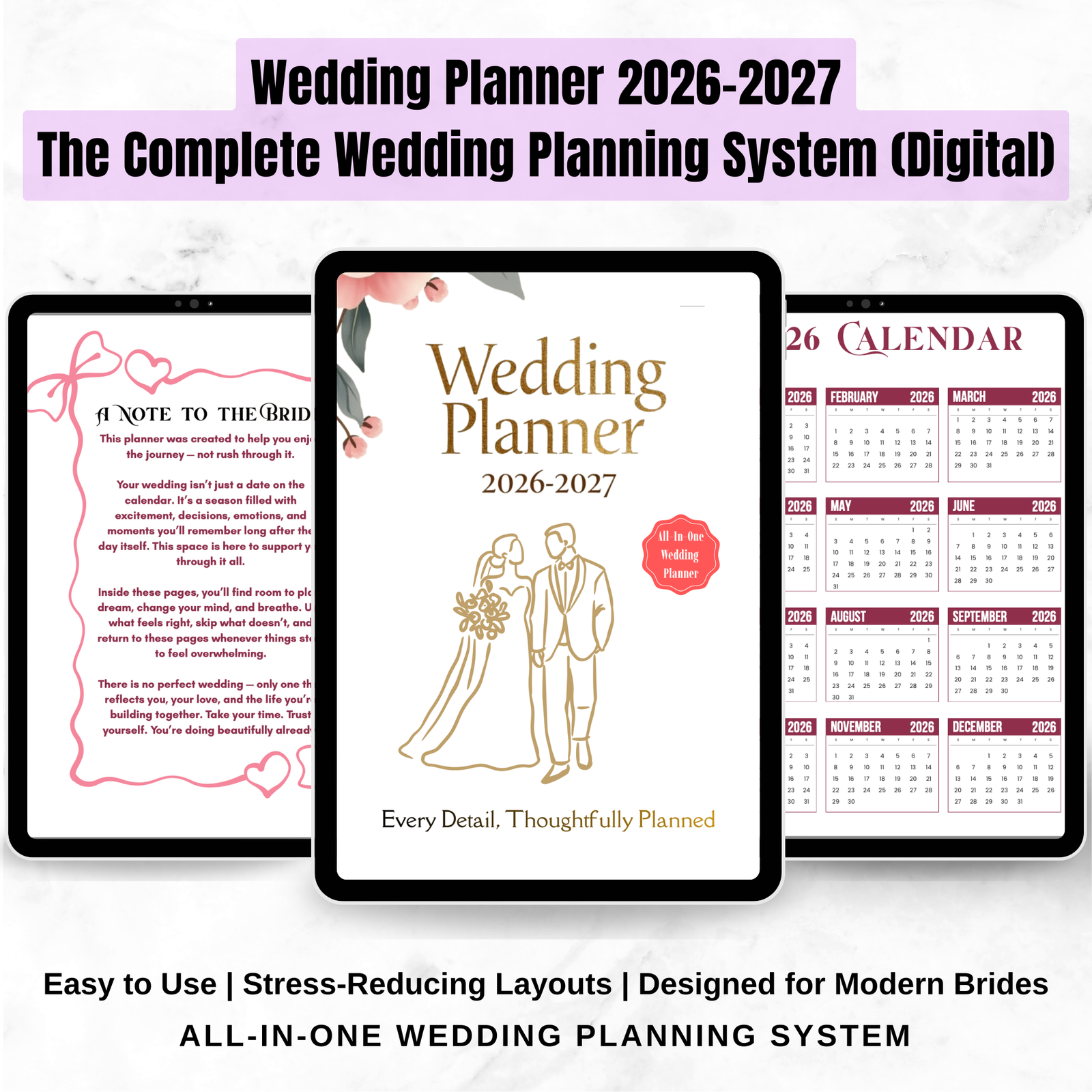Wedding Planner 2026–2027 | The Complete Wedding Planning System (Digital)